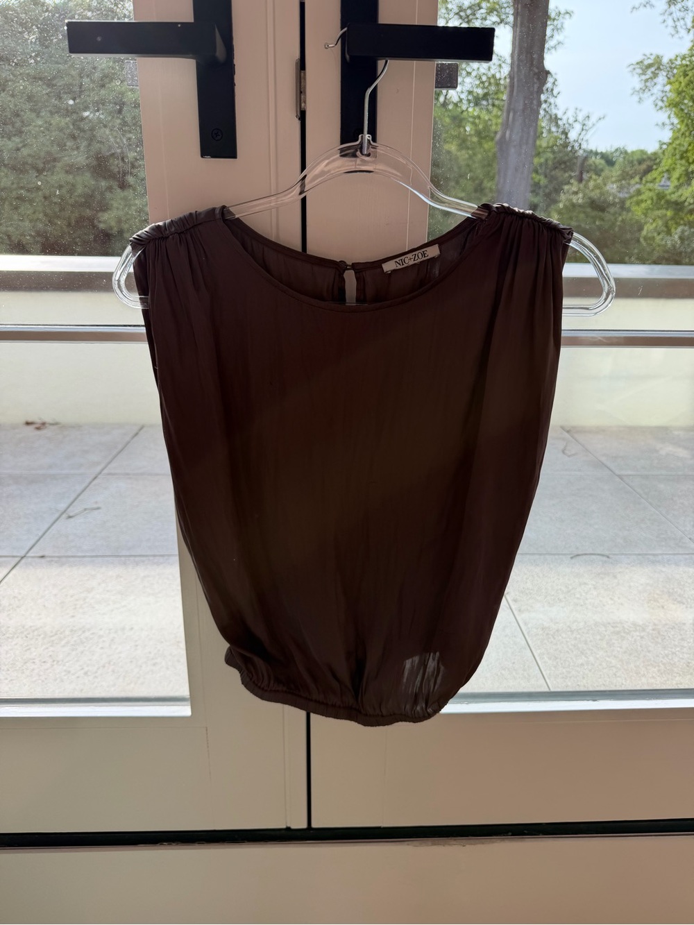 NIC+ZOE Brown Sleeveless Blouson Camisole